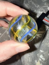 Antique German handmade Latticinio Core Swirl glass marble 30mm Oversized picture