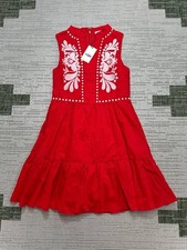 Avara Dress Womens Xs Red Pink Floral Cotton Blouson New  picture