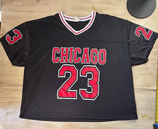 Vintage Chicago 23 Jersey Crop Shirt Black Red White Streetwear Hip Hop 90s picture