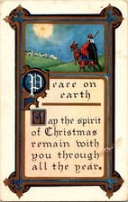 Vintage 1925 Christmas Postcard Peace on Earth Nativity Scene picture