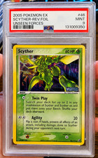 Unseen Forces Scyther Reverse Foil Stamped 46/115 2005 Pokémon Pop 86 PSA 9 picture