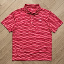 🔥Rhoback Men's Ohio State Polo L-Red Stretch Moisture Wicking Gameday Shirt M picture