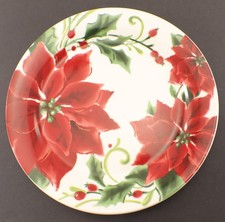 Pier 1 Classic Poinsettia SALAD PLATE Ceramic Christmas Holiday picture