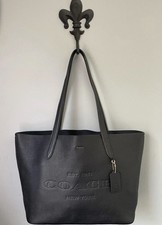 COACH Cameron Tote Shoulder Bag Black Pebble Leather Embossed Logo/ Lightweight picture