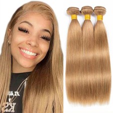 Fabimiya Brazilian Virgin Hair 14 16 18 Inch Straight Brown 27 Bundles picture