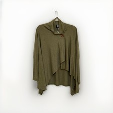 Bobeau One Button Fly Away Cardigan Assymetrical  Wrap Small Soft Green picture