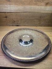 Vintage WM Rogers 866 Silverplate Floral Pedestal Cake Plate ~7-10