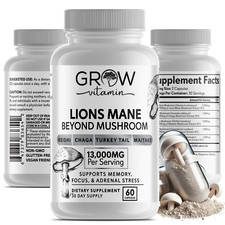 Organic Lion's Mane Mushroom Supplement (13000 mg) - MEMORY, FOCUS, STRESS AID picture