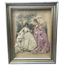 Antique La Mode Illustree Print 3D Shadow Box Victorian Fabric 12x15 Fashion picture