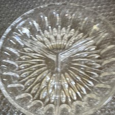 Unmarked Clear Pressed Glass Round Bowl with Starburst Pattern Base picture