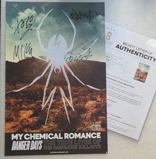 MY CHEMICAL ROMANCE MCR POSTER SIGNED BECKETT BAS LOA AUTOGRAPHED COA GERARD WAY picture