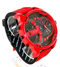 Diesel DZ7431 Mr. Daddy 2.0 Black/Red Silicone Band Chronograph Watch BNIB $375 picture