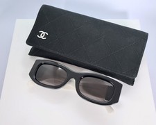 Chanel CH5525 52mm Rectangle Sunglasses in Black/White w. Polarized Gray Lens picture