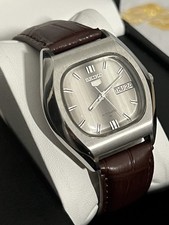 Seiko 5 7009 5001 Grey Rare TV Dial Day Date Automatic 37MM Leather May 1977 picture
