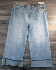 NWT Moco Boutique Off The Cuff Wide Leg Cuffed Tummy Control Cropped Jeans 24W picture