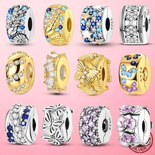 LAZA European 925 Sterling Silver DIY Charms Clip Bead AAA CZ fit Women Bracelet picture