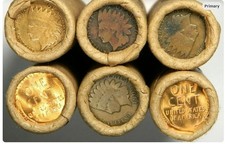 1909 Indian / BU Wheat On End Estate Sale ~ Unsearched Cents US Coins ~ One Roll picture