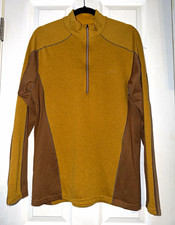 Patagonia Capilene 3 1/4 Zip Mock Neck Long Sleeve Colorblock Gold/Brown M picture
