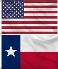 American and Texas State Flag Combo SET 3X5 FT 100D POLYESTER picture