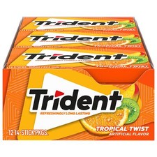 Trident Tropical Twist Sugar Free Gum, 14 Count (Pack of 12) (168 Total Pieces) picture