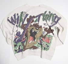 VTG 1994 FREEZE Taz AOP Sweatshirt Sz M Double Sided Looney Tunes Oversized picture