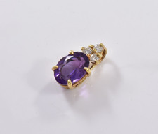 Vintage Tiffany & Co 18K Yellow Gold Diamond Amethyst Pendant Stunning Charm picture