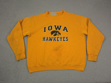 Vintage Iowa Hawkeyes Sweatshirt Mens 2XL XXL Yellow Fleece Pullover NCAA 90s picture