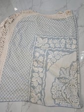 Vtg JCPenney Blue Cream Jacquard Bedspread  96x112  Shams Cottage picture