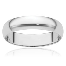 Platinum Dome 5mm Comfort Fit Half Round Plain Wedding Band Ring Polished, picture