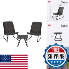 Keter Rio 3 Piece Resin Wicker Patio Furniture Set Dark Grey picture
