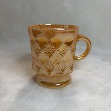 Vintage Anchor Hocking Peach Lustre Kimberly Diamond Mug Fire King picture