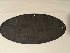 Vintage Amos & Smith Ltd Marine Engine Builder Plate | Hull, 1941 WWII Era picture
