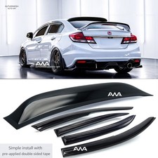 For 12-15 Honda Civic 4Dr Sedan Side Window Visors & Rear Roof Window Visor Set picture
