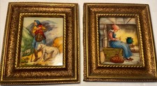 2 Genuine Artini Enamel Hand Painted Engraving Picture ~ Signed , Numbered picture
