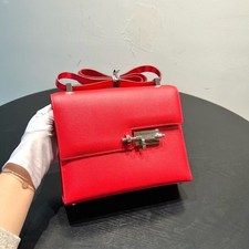 AUTH Hermès Verrou Rouge Leather Silver Bolt Hardware Shoulder Crossbody Bag picture