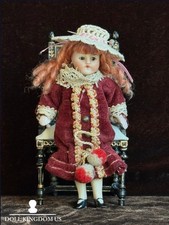Antique German 3.75” All Bisque Flapper Mignonette Dollhouse Doll picture