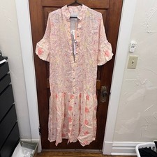 Temptation Positano Galeotta 22 Dress Paisley Pink sz XS Women's Linen $550 NWT picture
