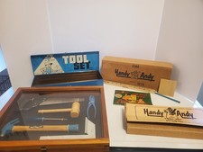 Vintage Handy Andy Blue Diamond Tool Set 630X Complete Condition Wood Box Lot picture