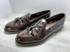 Vintage FootJoy FJ Classics Genuine Alligator Leather Tassel Loafers Mens 12 D picture