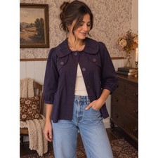 Vintage Vertigo Paris Purple Cropped Trench Jacket – Small picture