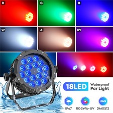 IP65 Waterproof LED Par Light 18x15W 6in1 RGBWA+UV DMX Outdoor Stage Lighting DJ picture