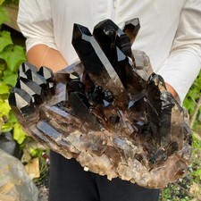17.9lb Large Natural Smoky Black Quartz Crystal Cluster Raw Mineral Specimen picture