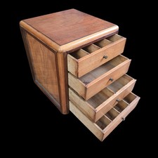Antique Specimen Cabinet Collectors Hand Made Wood And Glass picture