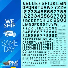 Techmod 48818 1/48 U.S. Letters & Numbers in Black for aircraft wet decal picture