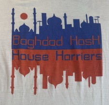 VTG 1983 Hash House Harriers T-shirt Sz S White Baghdad Iraq Run Running HHH picture