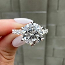 IGI 4.6Ct Round Cut E/VS1 Lab Grown Diamond Engagement Ring Solid 14K White Gold picture