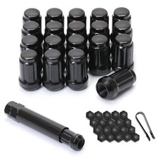Acorn M12x1.5 Black Spline Lug Nuts - Set of 20, 12mm x 1.5 x 35mm, picture