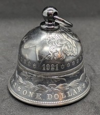 Custom Handmade 1921 Morgan Silver Dollar Coin Bell - Motorcycle Guardian Bell picture