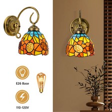 110V Wall Sconce Lamp Tiffany Vintage Stained Glass Wall Light Indoor E26 picture