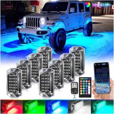 8Pods Full Angle RGB LED Rock Lights Full Kit for Jeep Trucks ATV UTV SXS RZR SU picture